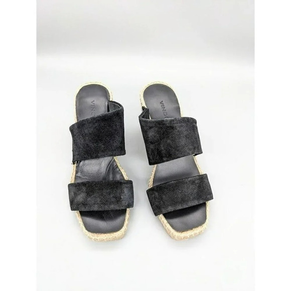 VINCE Garlin Women's Black Suede Wedge Espadrille Mules Size 5 M MSRP $295 - Picture 3 of 8